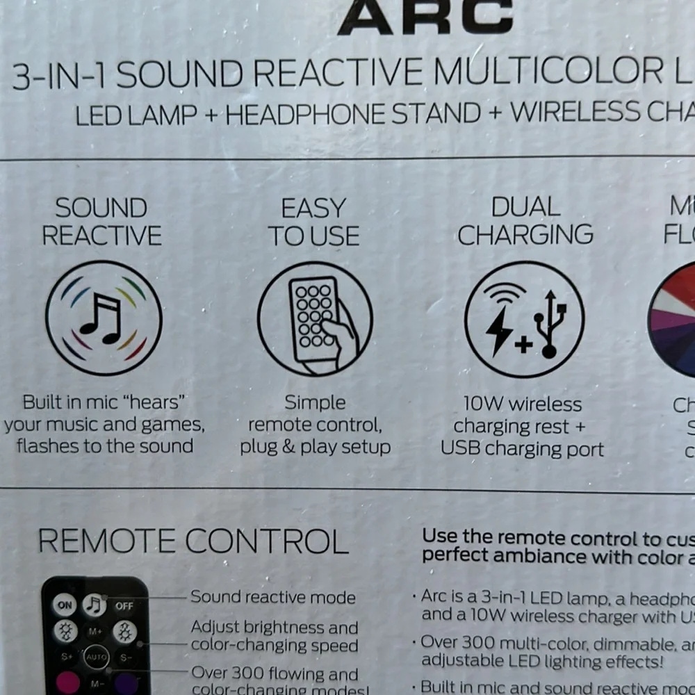3-in-1 sound reactive multicolor LED LAMP+HEADPHONE STAND+WIRELESS CHARGER